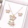 4-piece Set Of Women Fashionable And Simple Diamond Inlaid Butterfly Necklace Ring And Earring Set Highend And Versatile Zircon