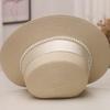 Pearl Straw Hat Women's Summer Retro Flat Top Small Fresh Top Hat Shading Sun Protection Beach Hat Traveling by the Sea