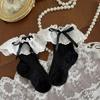 Детские дышащие хлопковые короткие носки, украшенные нежной вышивкой и надежным бантом, для детей