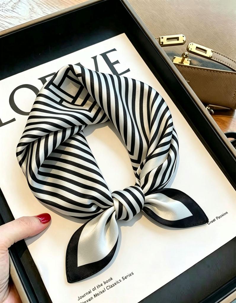 [111 mulberry silk] Small square scarf silk scarf spring and autumn summer with shirt neck protection decoration scarf yarn thin