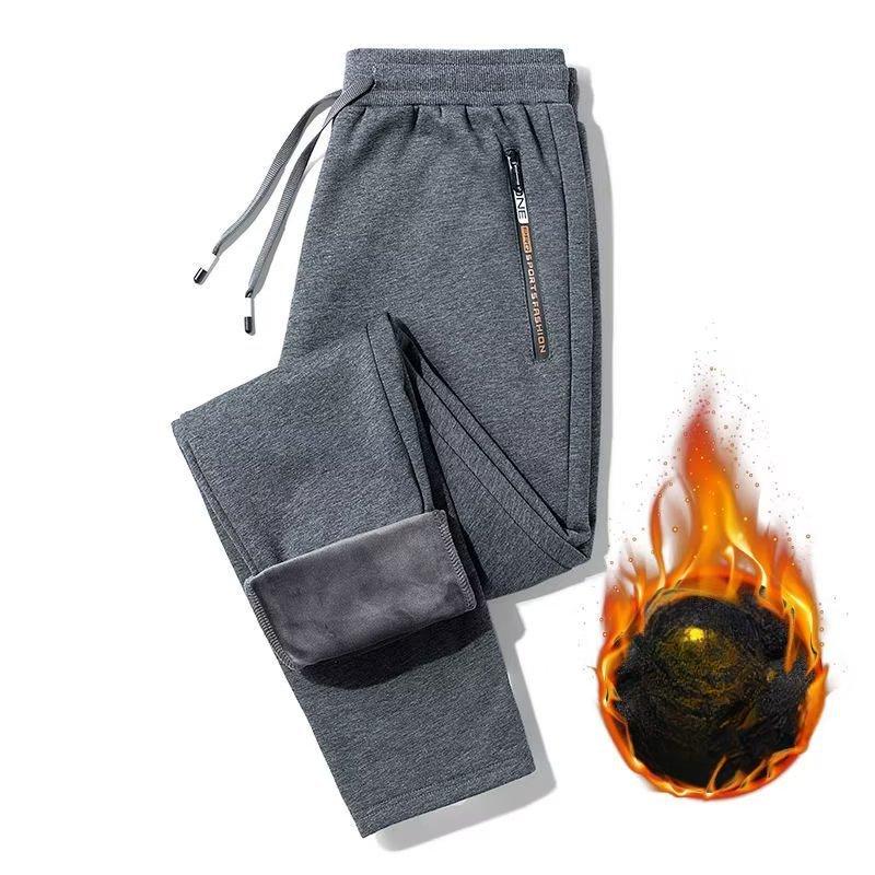 Мужские свободные прямые брюки с карманами на молнии, повседневные уютные утолщенные мужские брюки на осень-зиму