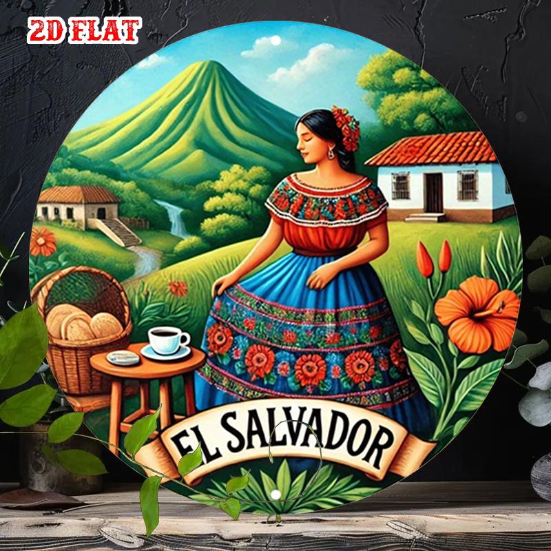 D Flat Single Piece D Flat Wall Decoration from El Salvador Featuring a Woman Flowers And Coffee Suitable for Indoor Or