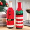 2026 New Wine Bottle Cover Christmas Knit Wine Bottle Decoration Striped Knitting Kitchen Restaurant Creative Wine Bottle Dress
