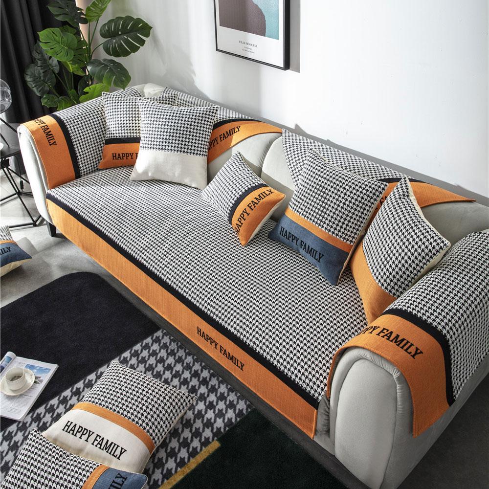 Роскошный клетчатый чехол для дивана из синели, 3-местный нескользящий лоскутный жаккардовый диван, кресло с откидной спинкой, чехол L-образной формы, защита для мебели