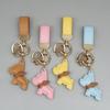 Trendy Custom Name Metal Leather Dog Keychain Pendant Moto Car Keyring Laser Engrave Text Cartoon Key Ring Chain Women Men Gift