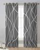 Изогнутые линии Современное искусство Серые прозрачные шторы Украшения для дома Тюль из вуали Шторы для гостиной Спальня Кухня