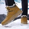 Men Winter Plus Velvet Snow Boots Casual PU Lace Up Warm Outdoor Cotton Shoes Large High Top Thick Antiskid Shoe 39-48
