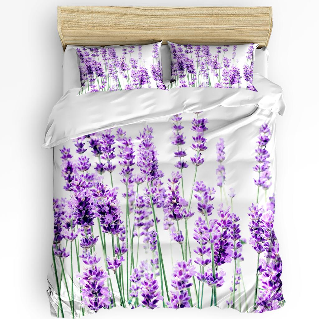 Flower Lavender Kettle Vintage Postcard Wood Duvet Cover With Pillow Case 3pcs Bedding Set Quilt Cover Double Bed Home Textile