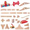DIY Children Wooden Train Rail Track Accessories Toy Cross Track Railway Toys Compatible All Track for Kids Boys & Girls Gifts