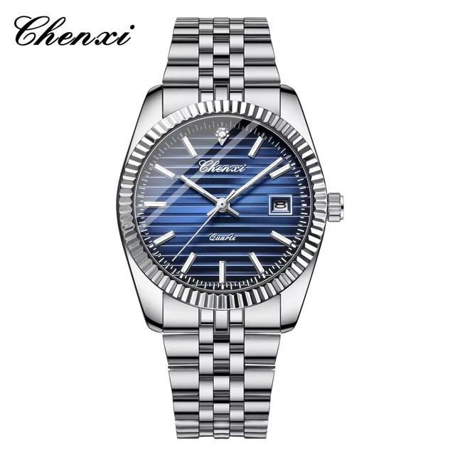 CHENXI 004D Men's Quartz Watches Luxury Stainless Steel Watch Waterproof Luminous Date Wristwatch Casual for Male Clock