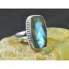 Natural Labradorite 925 Sterling Silver Octagon Handmade Vintage Ring US-7.5 MK-97