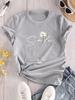 Daisy Flower & Letter Print Crew Neck T-Shirt Casual Short Sleeve T-Shirt for Summer Women's Clothing Comfortable Creative Tops