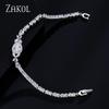 ZAKOL Fashion Water Drop Cubic Zirconia Tennis Bracelets Bangles for Women Leaf Bridal Wedding Jewelry Wholesale BP2046