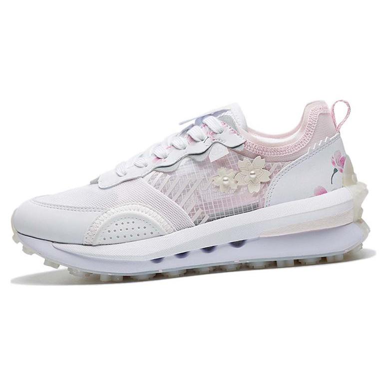 Li Ning Квадратные и круглые V2 Повседневная обувь Женская Низкая Стандартная Белый/Розовый подсолнух AGCS026-2