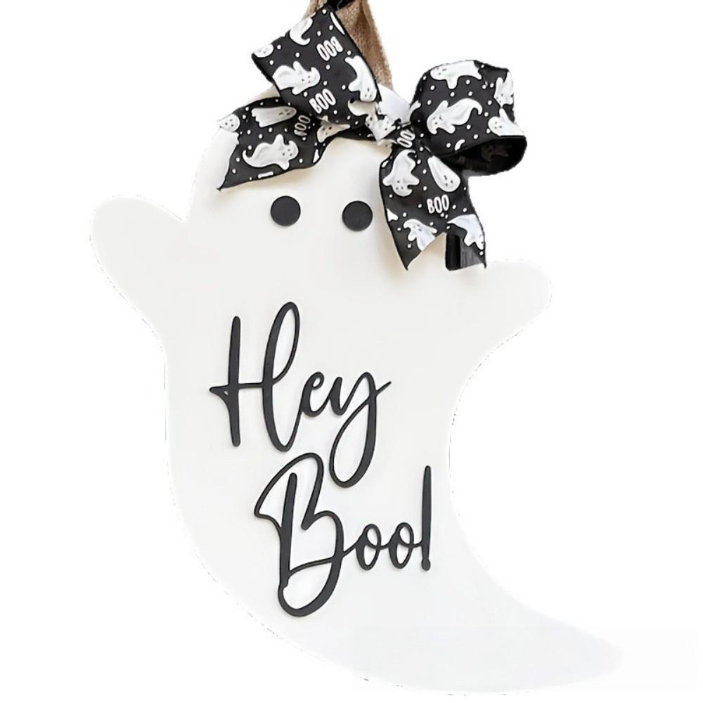 Halloween Ghost Door Hanger With Bow Front Door Decor Seasonal Door Pendant Wall Decor