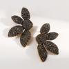 2025 New Vintage Gothic Black Rhinestone Flower Earrings for Women Luxury Full Zircon Fashion Holiday Party Jewelry Gifts