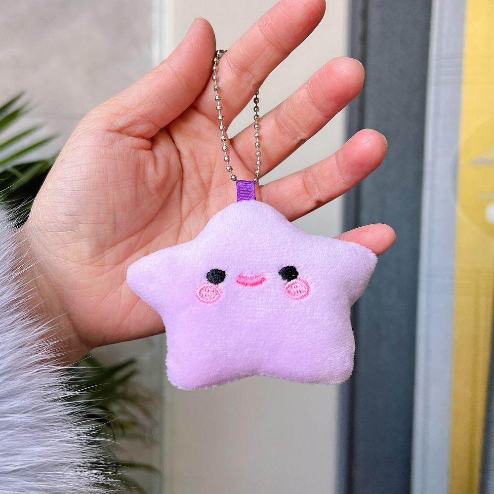 Fluffy Fur Smile Stars Plush Keyring Pom Pom Starfish Smile Stars Backpack Pendant  Wedding Gifts