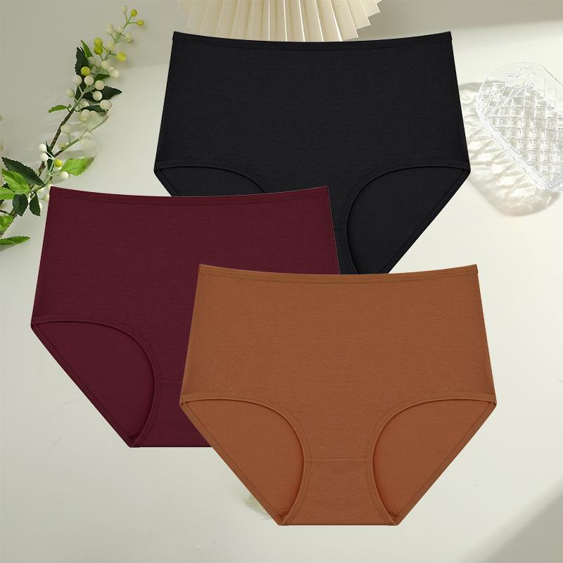 FINETOO 3 шт. Женские трусики с высокой талией, бесшовное нижнее белье из хлопка, женское дышащее сексуальное нижнее белье S-XXL, удобные трусы