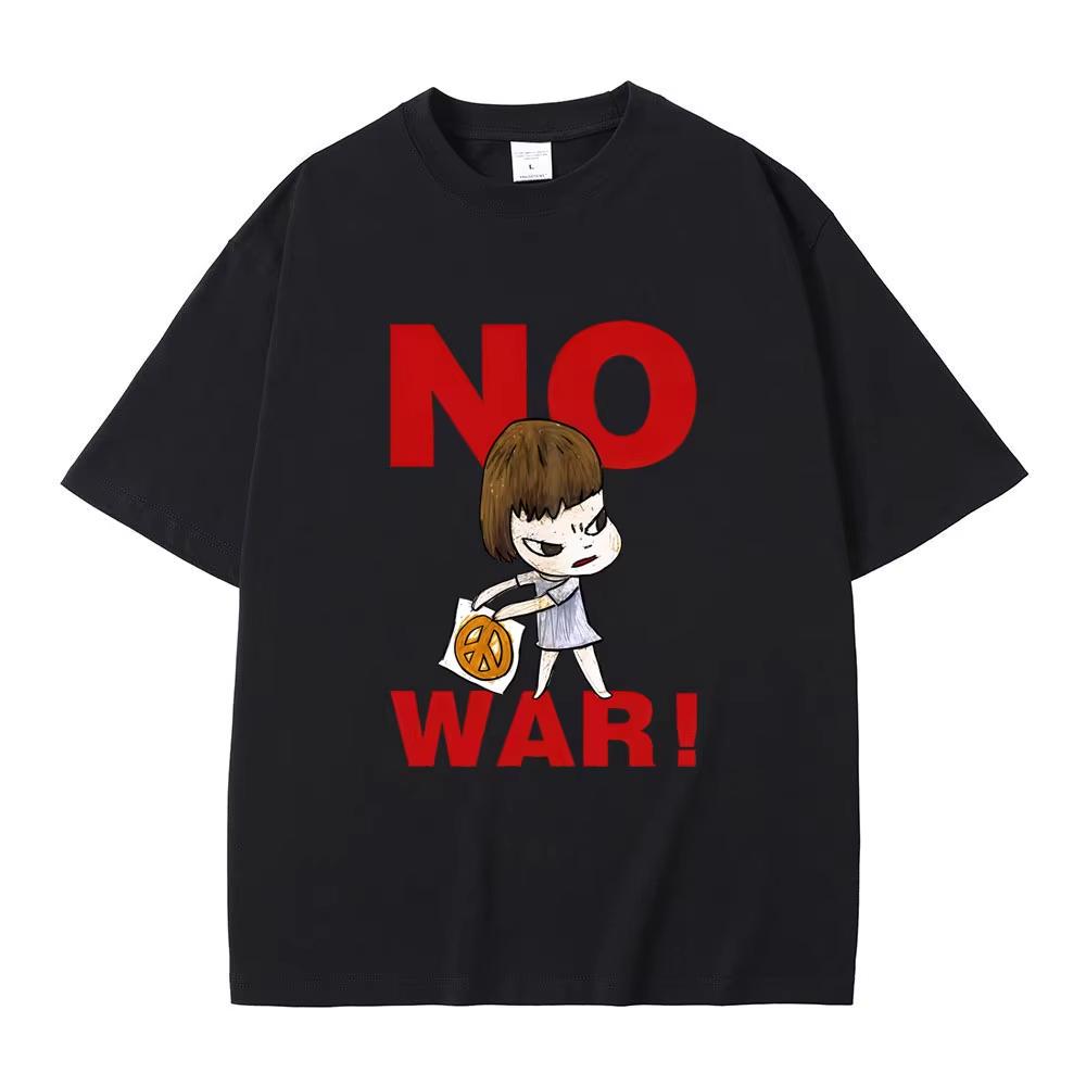 Футболка Yoshitomo Nara No War Летняя Мужская Женская Повседневная Смешные Футболки Мужская Мода Оверсайз Уличная Одежда Унисекс Мягкий Хлопок Футболка...