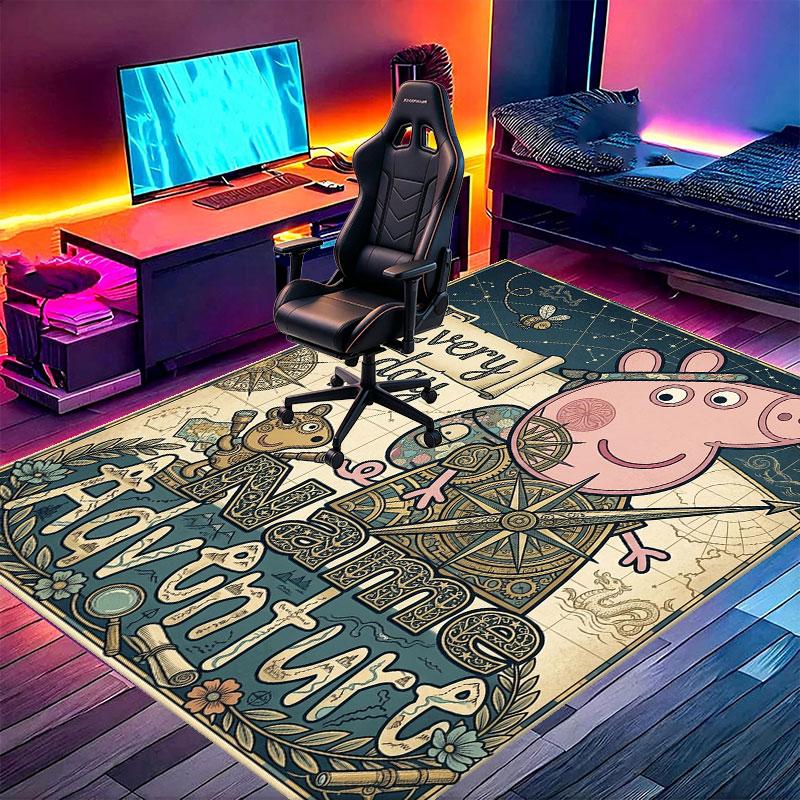 Custom Name Personalized Peppa Pig Print Carpet, Versatile Home Decor Rug, for Playroom, Apartment, Balcony, Entryway, Hallway Gift