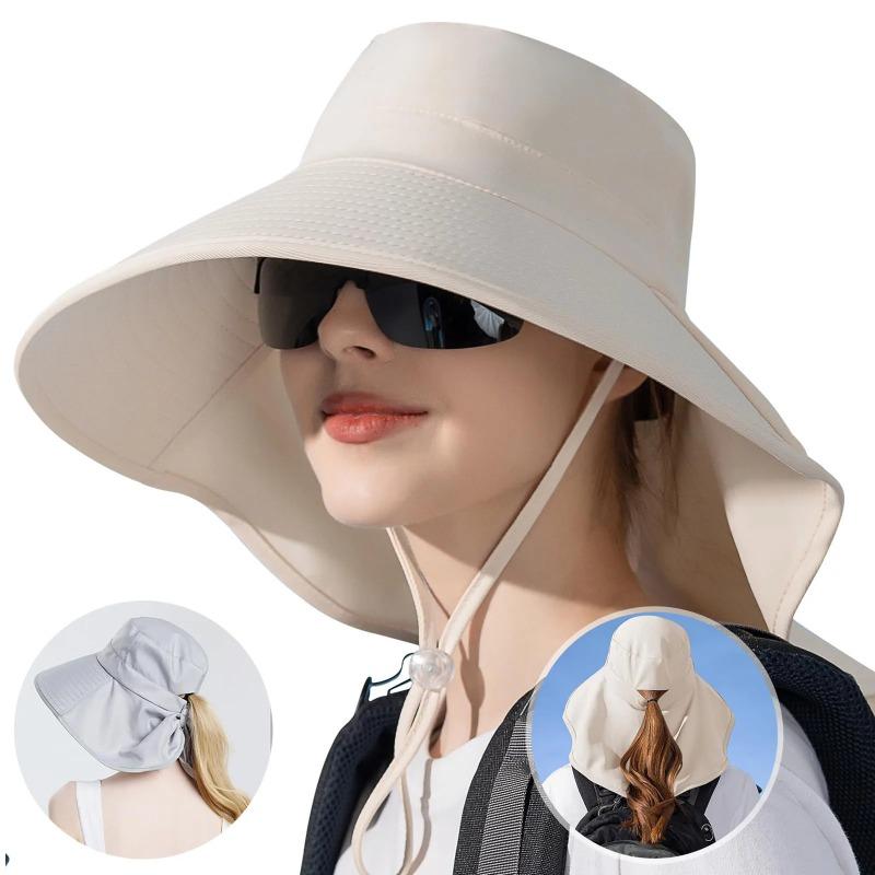 Шляпа от солнца с широкими полями Женская Защита от УФ-лучей Уличная Походная Рыбацкая Кепка Складная Летняя Пляжная Шляпа Защита Шеи Солнцезащитные Козырьки