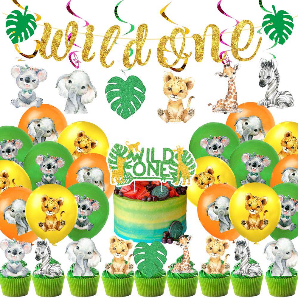 Make Your Party Shine With These Green Themed Forest Animal Wild One Decorations