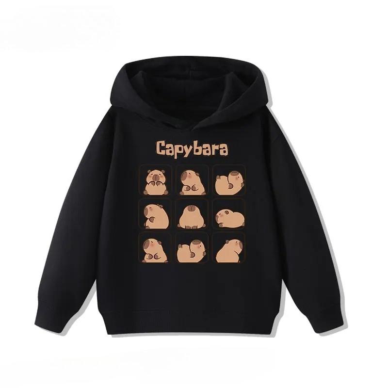 Autumn 3-12Y Cartoon Cute Capybara Print Children's Hooded Hoodies Casual Fashionable Comfortable Boy Girl Sweatshirt Pullover