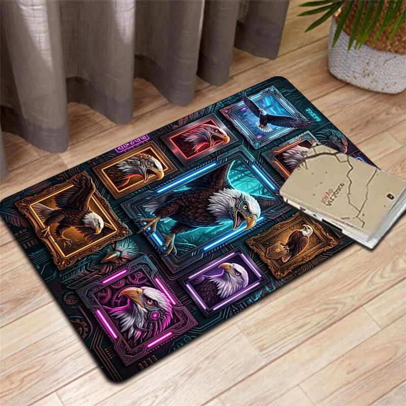 Eagle Frames Neon Artwork Pattern Rug Floor Mat for Living Room or Bedroom Soft and Comfortable Carpet a Gift for Birthday and Holiday.