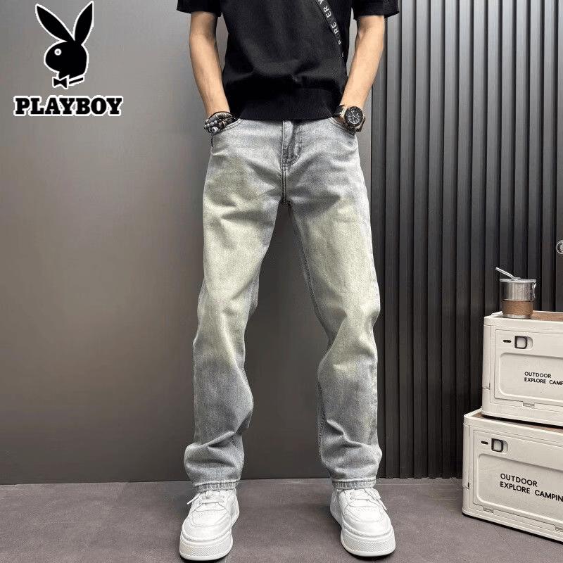 PLAYBOY Мужские прямые джинсы с широкими штанинами и эластичным поясом