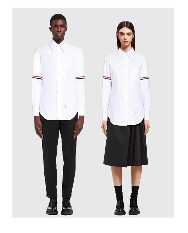 TB shirt unisex TB loose casual Oxford spinning couple simple trendy brand color stripe woven white shirt