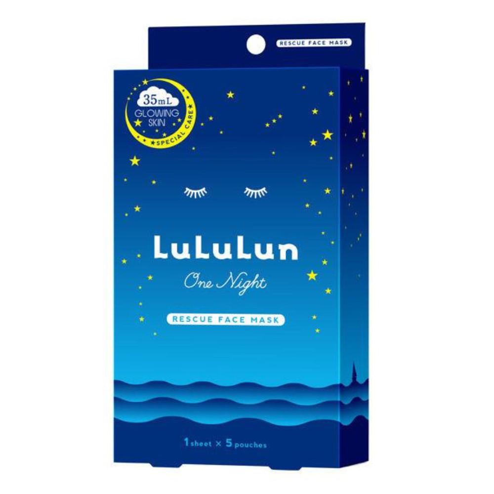 Glide Lululun Маска для лица One Night Rescue для сияющей кожи 5 листов Увлажняющая маска для кожи 1 лист