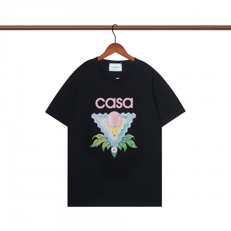 280g Double Yarn Cotton T-Shirt Couples Casablanca Castle Print Short Sleeve Round Neck Loose Fit