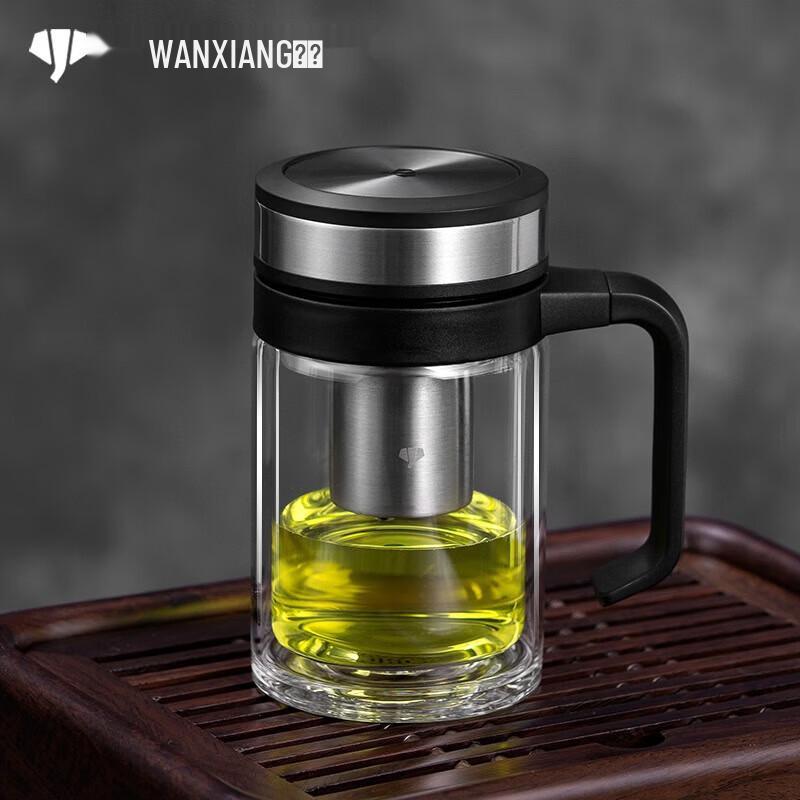 Двухслойная стеклянная кружка WANXIANG с ручкой