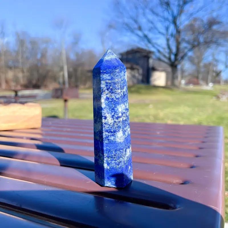 Natural Lapis Lazuli Tower Blue Single Pointed Obelisk Quartz Crystal for Home Decor,  Gift for Christmas