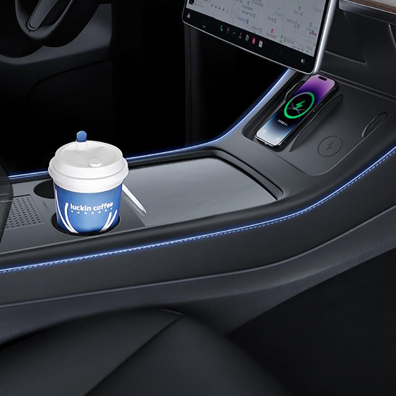 Центральный силиконовый коврик для управления Tesla Model 3 Y Противоскользящая накладка Силиконовая накладка для чашки Беспроводная зарядка Модель 3 Y Аксессуары для интерьера