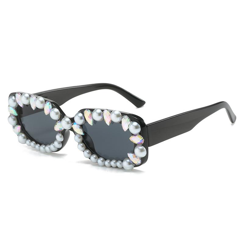 Солнцезащитные очки Pearl Women, Temperament Personality Diamond-Impact Square Glasses, Hip Hop Sunglasses