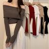 Women's One-Shoulder Slim-Fit Knit Sweater - New Long-Sleeve Autumn Top 2024