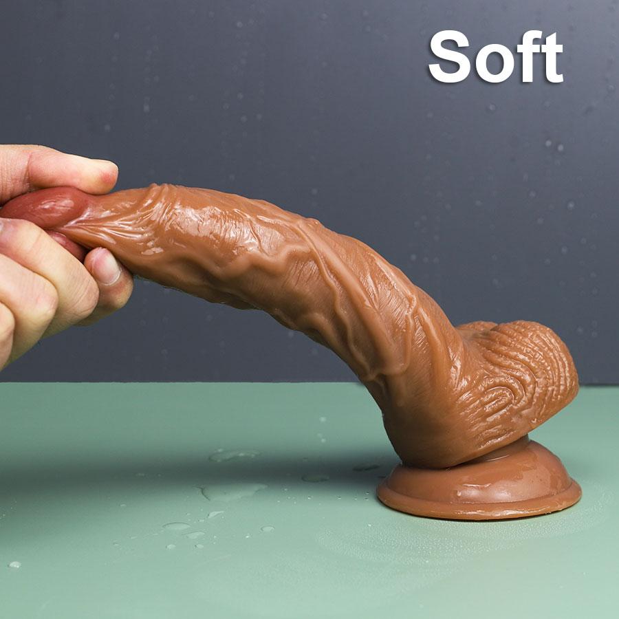 Реалистичный огромный фаллоимитатор для женщин на присоске, мягкая кожа на ощупь, пенис, сексуальная игрушка, женский мастурбатор, вагинальные анальные игрушки для взрослых 18+