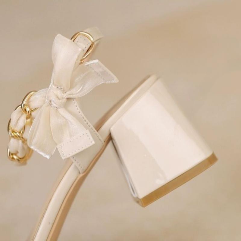 WTEMPO Брендовые летние универсальные женские босоножки A Word с бантом Mesh Fairy Thick со средним каблуком и юбкой на высоком каблуке