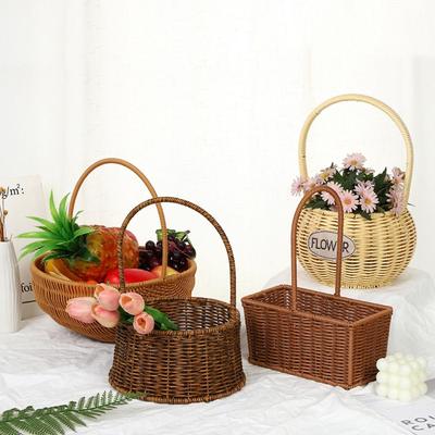 Плетеная корзина для хранения на кухне из имитации ротанга, домашнее украшение для рабочего стола, плетеные вручную корзины