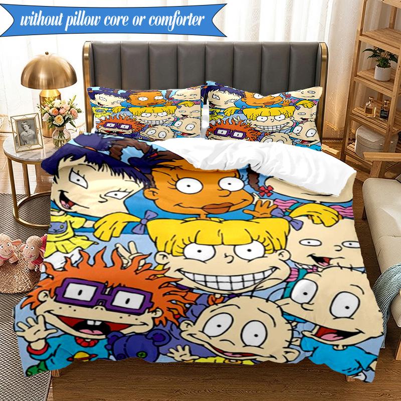 Rugr-ats: Urban Adventure 3pcs K-pop music group Bedding set,Ideal for Bedroom, Dormitory,Including Duvet Cover And 2pcs Pillowcases,Fan gifts