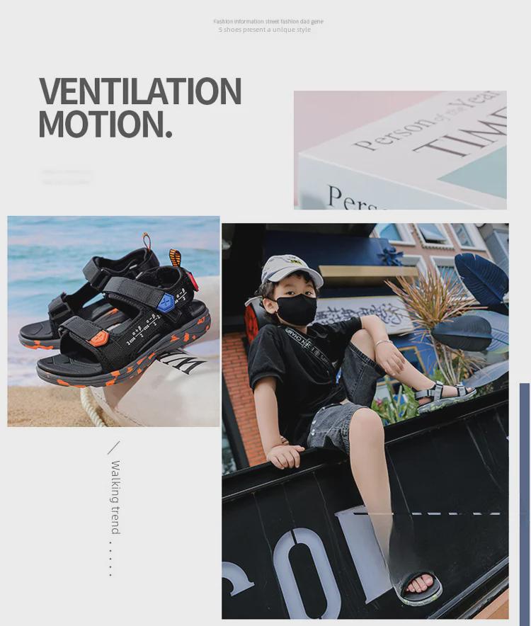 Легкие модные сандалии для мальчиков — мягкая подошва, нескользящая, летняя пляжная обувь для детей среднего и большого размера