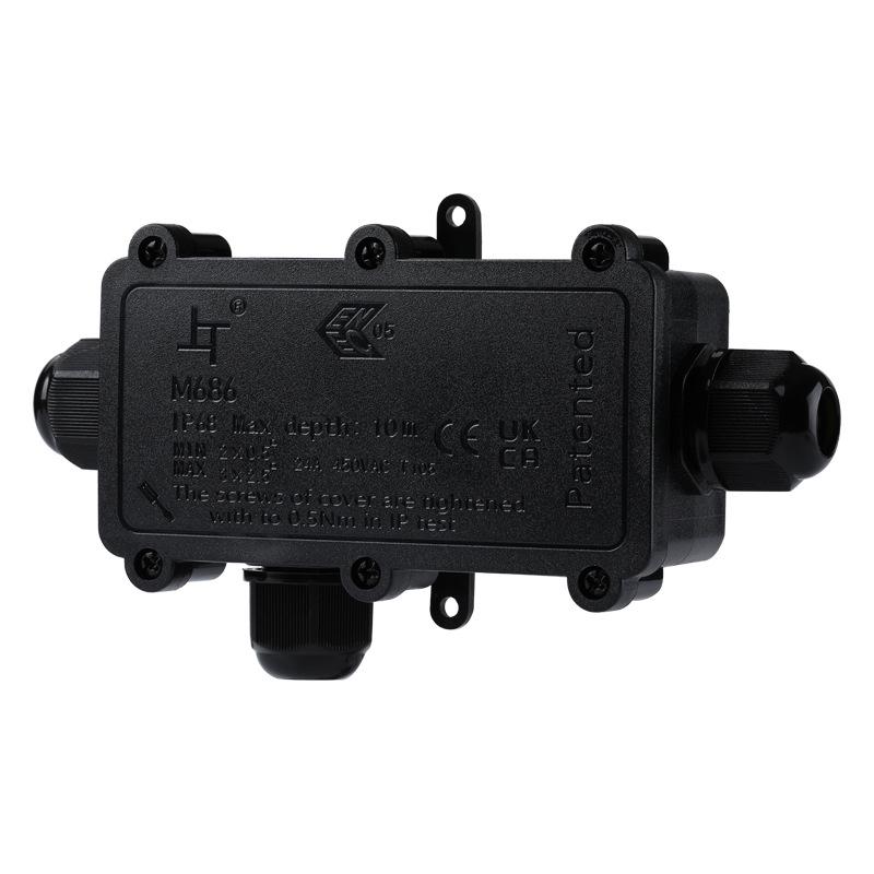 Hydraulic Waterproof Cable Connector Box: Splash-Proof, 1 In 2 Out Junction for High Power