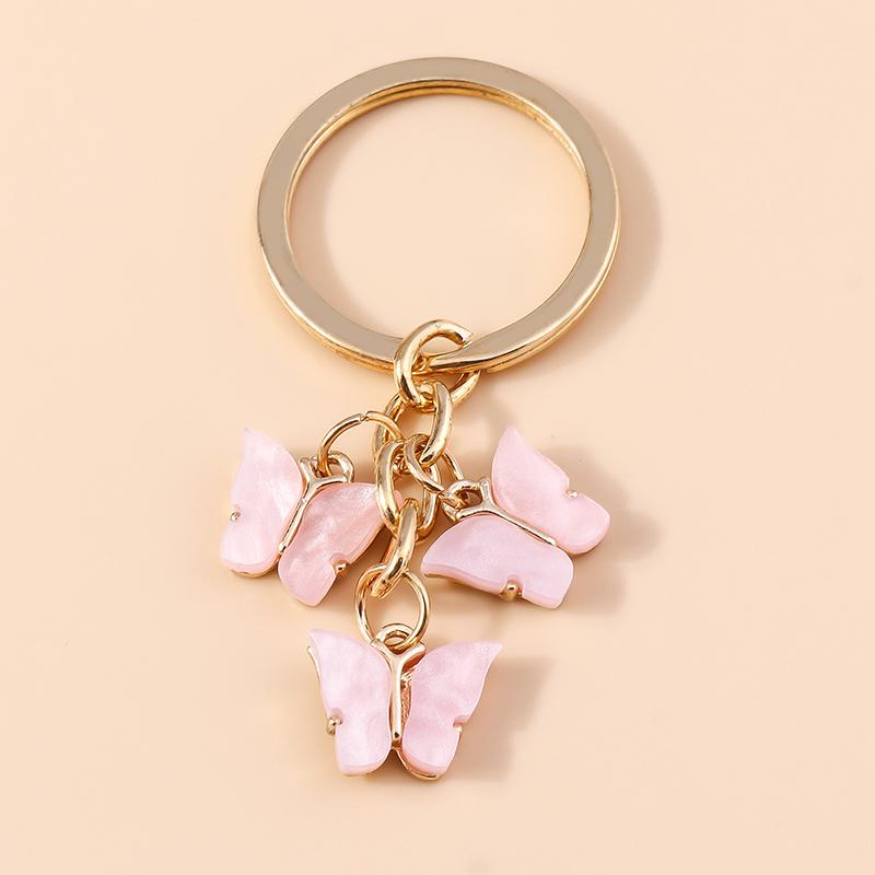 Cute Colorful Butterfly Keychains Enamel Animal Keyrings Souvenir Gift for Women Men Handbag Pendants Key Chains DIY Accessories