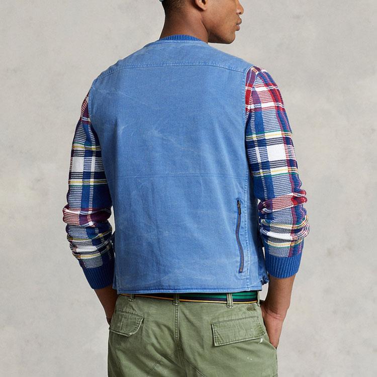 Polo Ralph Lauren Ss22 Жилет мужской с несколькими карманами однотонный на молнии Синий MNPOOTW1N220112