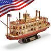 3D Wooden Puzzle Vessel Ship Toys Building Kits US Worldwide Trading Mississippi Steamboat for Adults Kids Gifts