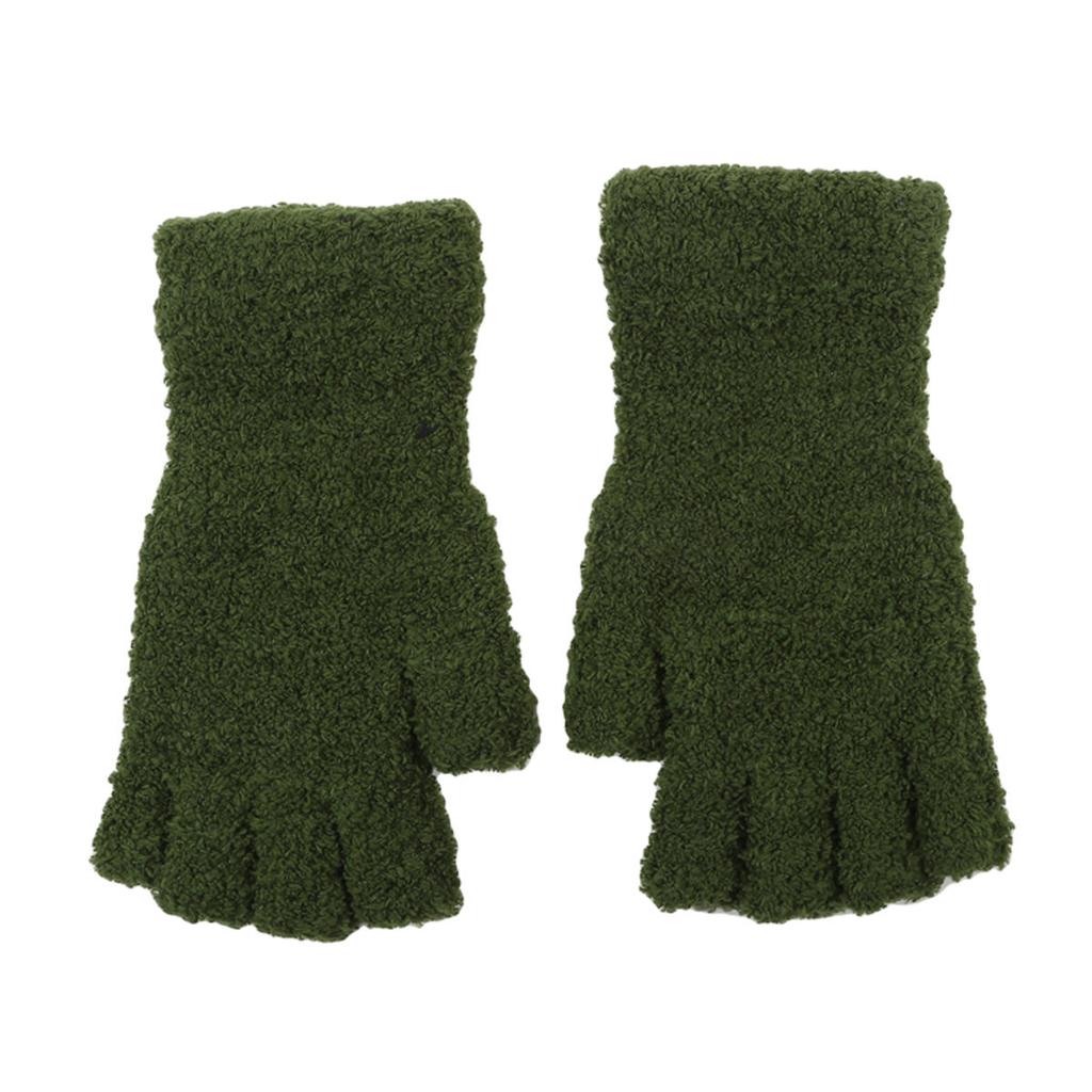 Перчатки без пальцев из кораллового флиса однотонные зимние теплые вязаные перчатки утолщенные мягкие плюшевые перчатки уличные варежки