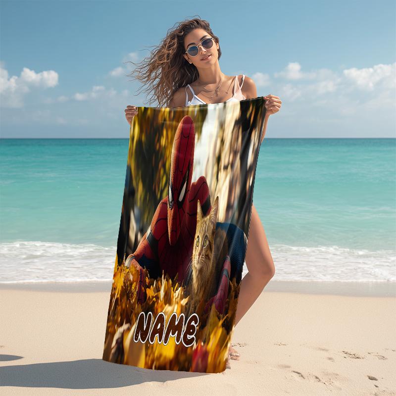 Personalized "Spider-Man: Spider-Verse" Beach Towel Microfiber Beach Towel Thin Absorbent for Beach Swimming Yoga Bath Sports. 0910241