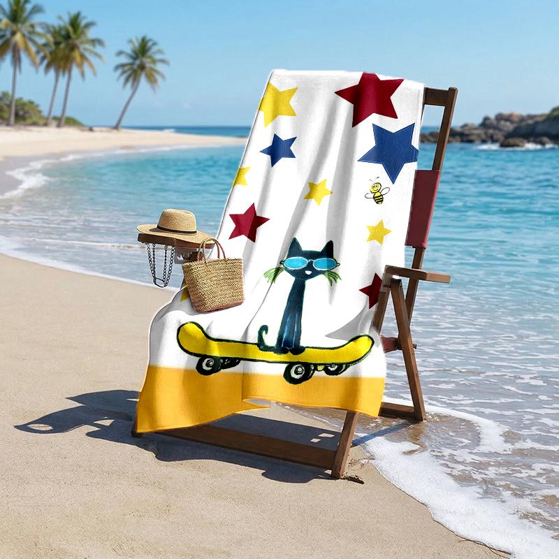 Pete Cat Fashion Beach Towel: Ideal for Summer Adventures Soft, absorbent and quick drying suitable for swimming and bathing