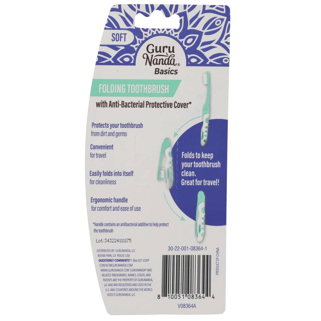 GuruNanda Базовая, складная зубная щетка, мягкая, 1 зубная щетка